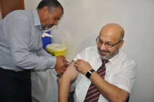 أثناء إنطلاق حملة التطعيمات ضد مرض الانفلونزا 