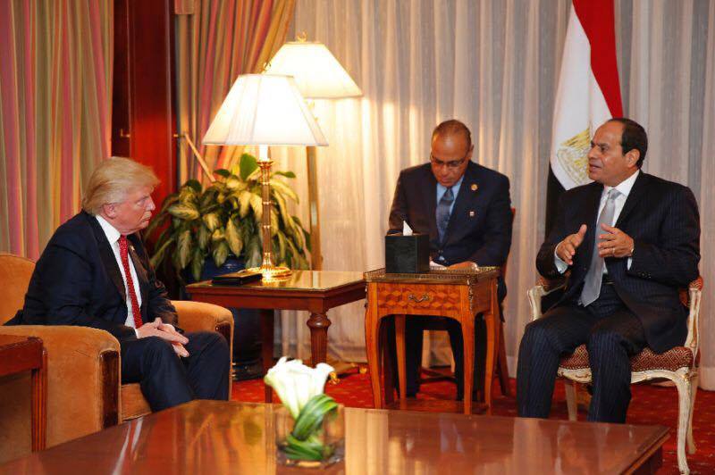 اجتماع دونالد ترامب مع الرئيس المصري عبد الفتاح السيسي في نيويورك على هامش اجتماع الجمعية العامة للامم المتحدة