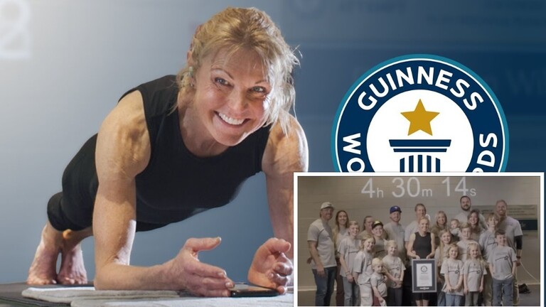 A grandmother of 12 breaks the world record for the longest plank