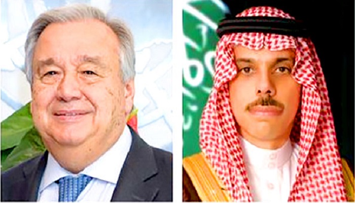 The Saudi Foreign Minister reviews developments in the situation in Gaza with Guterres