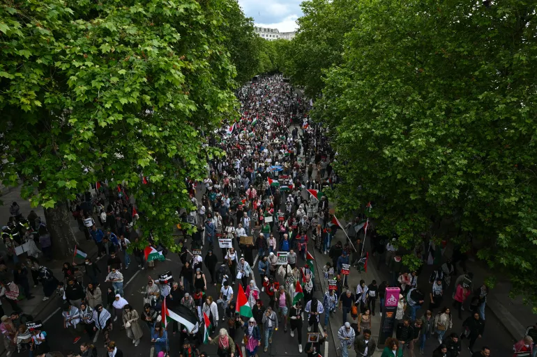 Main demonstrations in Washington, London, and European cities in help of Gaza