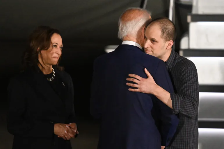 Biden, Harris welcome released prisoners in largest swap deal with Russia