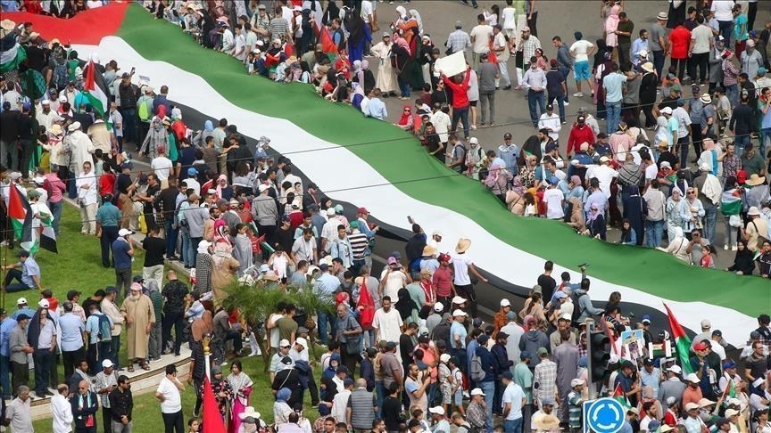 On the anniversary of its burning.. a stand in front of the Moroccan Parliament in solidarity with Al-Aqsa Mosque