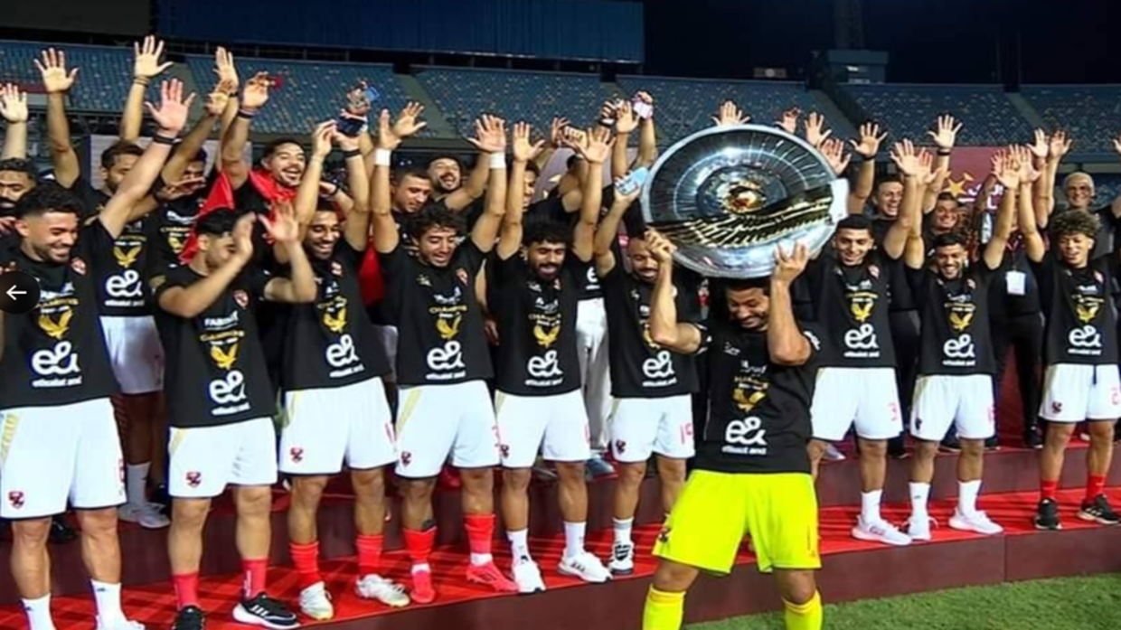 In a strange incident, the Egyptian League shield split in half during Al-Ahly’s coronation